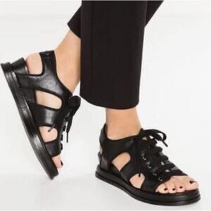 Opening Ceremony Caged Lace-Up Sandals Black Leather Platform Size 38